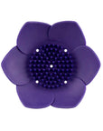 Scentral Zone Lotus Tray in a deep purple in the shape of a lotus flower meant to be paired with shower steamers.